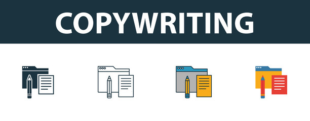 Wall Mural - copywriting icon set. four simple symbols in diferent styles from web development icons collection. 