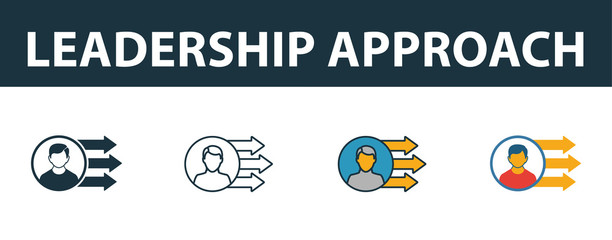 Wall Mural - leadership approach icon set. four simple symbols in diferent styles from risk management icons coll
