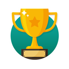 gold trophy with the name plate of the winner of the competition.