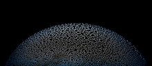 Abstract Half Soap Bubble Sponge Surface On Black Background Close Up Picture