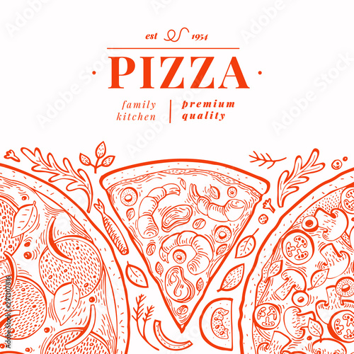 Vector Italian Pizza Banner Template Hand Drawn Vintage Illustration Italian Food Design Can Be Use For Menu Packaging Adversiting For Caffe Restaurant Pizzeria Stock Vector Adobe Stock