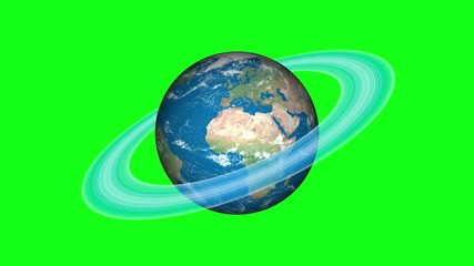 Wall Mural - if world has a saturn rings. surrealistic 3d rendering, fantasy animation. world with saturn's ice r