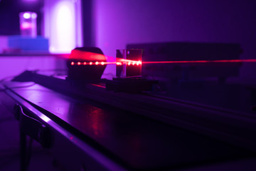 Sticker - Experiment with red laser in optics lab