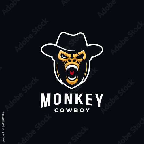 Monkey Cowboy Mascot Logo Vector Buy This Stock Vector And