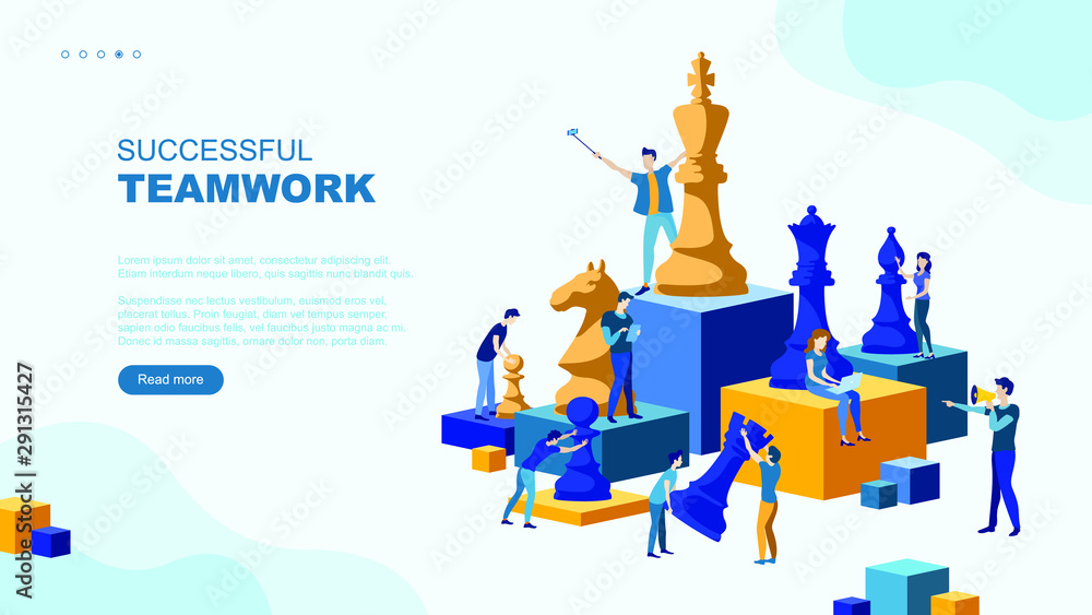 Trendy flat illustration. Successful teamwork page concept. People work ...