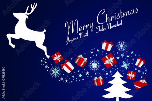 Carte De Noel Illustre D Un Renne D Un Sapin Et De Cadeaux Texte En Anglais Francais Et Espagnol Traduction Bon Noel Comprar Este Vector De Stock Y Explorar Vectores Similares En Carte De Noel Illustre D Un Renne D Un Sapin Et De Cadeaux Texte En Anglais Francais Et Espagnol Traduction Bon Noel Comprar Este Vector De Stock Y Explorar Vectores Similares En