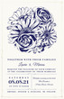 Floral wedding invitation. Hand drawn vintage flowers-rose, lily, chamomile