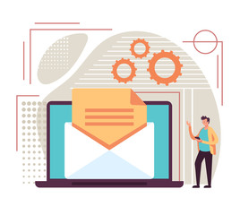 Wall Mural - mail service message communication concept. vector graphic design flat cartoon illustration