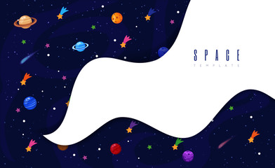 Sticker - Space background with stars and planets