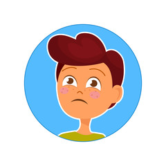 Sticker - Vector illustration of upset boy