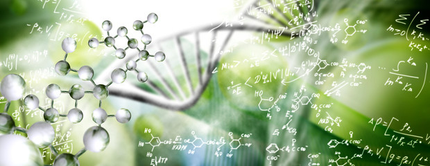 abstract image of dna chain on blurred background