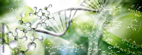 Fotografía abstract image of dna chain on blurred background