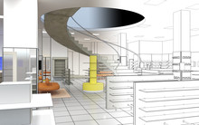 Shopping Mall, Interior Visualization, 3D Illustration