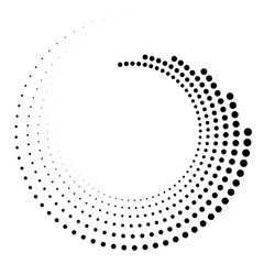 Aufkleber - Dotted, dots, speckles abstract concentric circle. Spiral, swirl, twirl element.Circular and radial lines volute, helix.Segmented circle with rotation.Radiating arc lines.Cochlear, vortex illustration