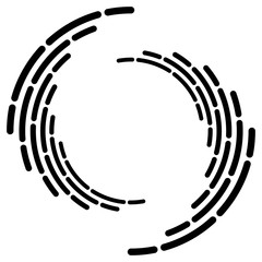 Poster - Segmented circle with rotation.Circular and radial Dashed lines volute, helix. Abstract concentric circle.Spiral, swirl, twirl element.   Radiating arc lines. Geometric cochlear, vortex illustration
