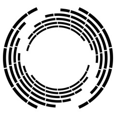 Aufkleber - Segmented circle with rotation.Circular and radial Dashed lines volute, helix. Abstract concentric circle.Spiral, swirl, twirl element.   Radiating arc lines. Geometric cochlear, vortex illustration