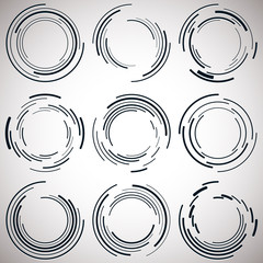 Poster - Abstract concentric circle. Spiral, swirl, twirl element. Circular and radial lines volute, helix. Segmented circle with rotation. Abstract radiating arc lines. Geometric cochlear, vortex illustration