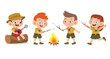 happy cute kids summer camp holiday set