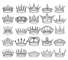 Hand Drawn Doodle Crown Set