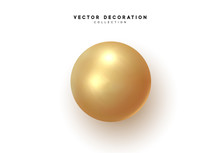 Design 3d Object Round Sphere, Beige Ball. Vector Illustration