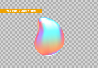 Wall Mural - shape liquid drops with colorful gradient. abstract 3d fluid objects with gradient holographic color