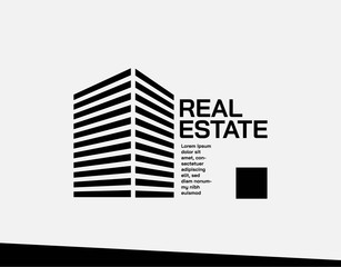 Logo of Real Estate and Building with Modern Concept. In Trendy Flat Isolated on White Background. Suitable for Hotel, Apartment, Real Estate Company, and Corporate Sign and Symbol.