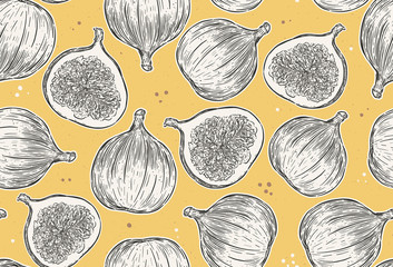 Sticker - Figs seamless pattern.  hand draw sketch vector.