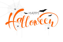 Happy Halloween Sale Banners Or Party Invitation Background.Vector Illustration .calligraphy Of "halloween"