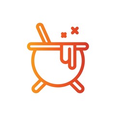 cauldron line color vector icon
