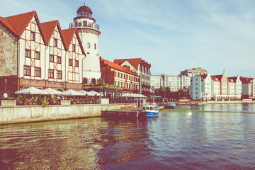 Wall Mural - View of Buildings on Fishing Village in Kaliningrad, Russia.