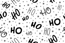 Ho Ho Ho Santa Claus Laugh. Seamless Texture Pattern Isolated White Background.