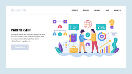 Wall Mural - vector web site design template. global business partnership. agreement handshake. landing page conc