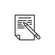 © alekseyvanin - Document with pen line icon. linear style sign for mobile concept and web design. Note paper outline vector icon. Symbol, logo illustration. Vector graphics