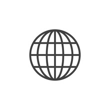Earth Globe Line Icon. Linear Style Sign For Mobile Concept And Web Design. Globe Grid Outline Vector Icon. Symbol, Logo Illustration. Vector Graphics
