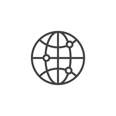 Globe grid line icon. linear style sign for mobile concept and web design. Global network connection outline vector icon. Symbol, logo illustration. Vector graphics