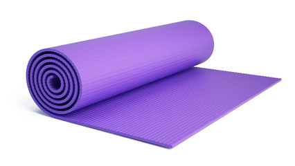 Yoga mat for fitness exercise isolated on white background. Fitness mat - 3d rendering.