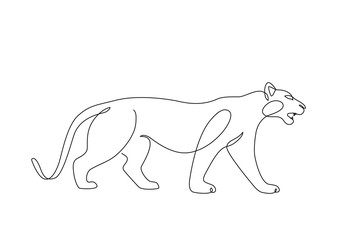 Wall Mural - Tiger one line drawing art