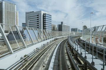 Wall Mural - Cityscape from monorail sky train in Tokyo