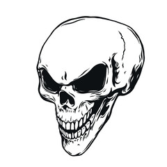Sticker - Hand drawn human skulls from different angles. Monochrome vector illustration.	