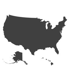 Aufkleber - USA map with Alaska and Hawaii in black color on a white background