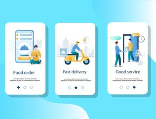 food delivery mobile app onboarding screens vector template