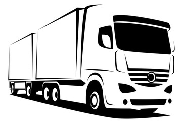 Wall Mural - Dynamic vector illustration of an european truck with a trailer delivering goods