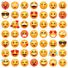 Set Of Emoticon Cartoon Emojis Smile For Social Media