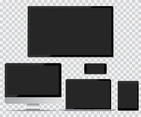 Poster - TV screen, computer monitor, laptop, tablet and smartphone with empty screen