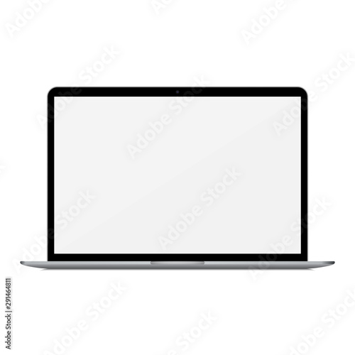 Fotografía Laptop with empty screen on a white background