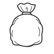 Plastic bag, package with garbage or wastes, isolated icon