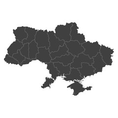 Canvas Print - Ukraine map with selected regions in black color on a white background