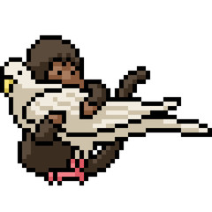 Wall Mural - vector pixel art monkey bird