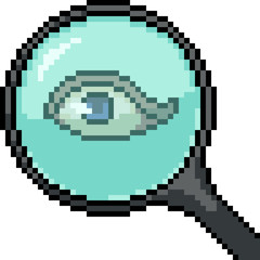 Poster - vector pixel art magnifying glass