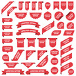Big set of red stickers limited offer tags, labels and banners